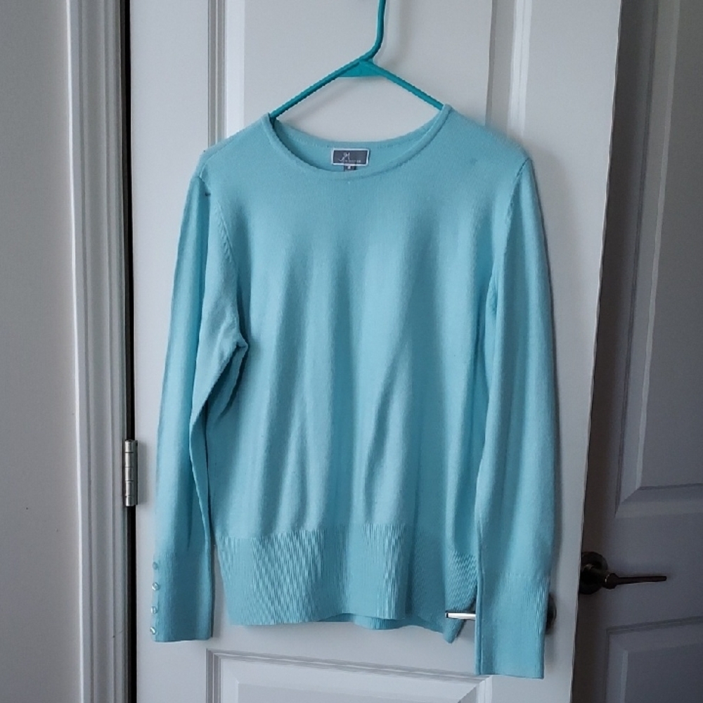 JM Collection Aqua Knit Top Medium